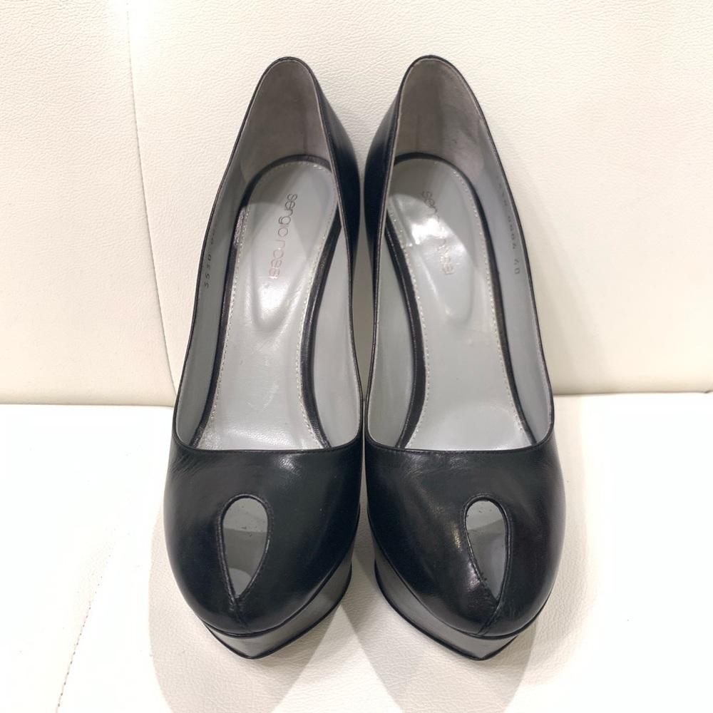 SERGIO ROSSI Leather Open Toe Pumps Sz 40 - Picture 2 of 8